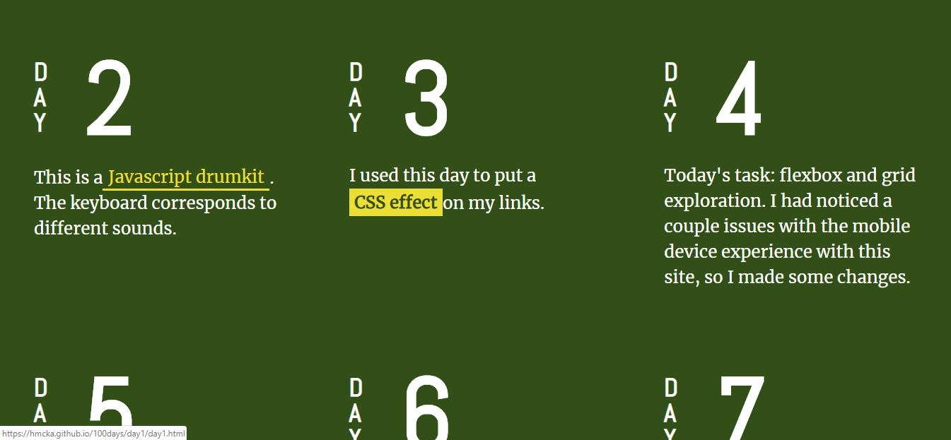 screen shot of CSS effect on rollover