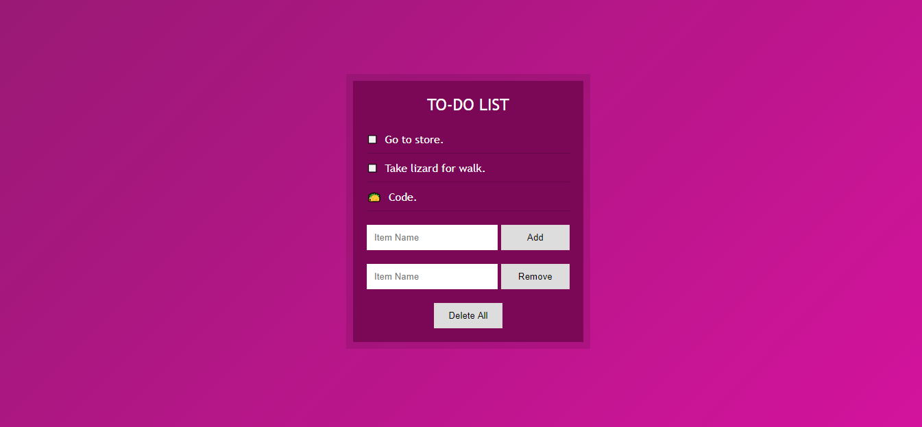 screen shot of a to-do list